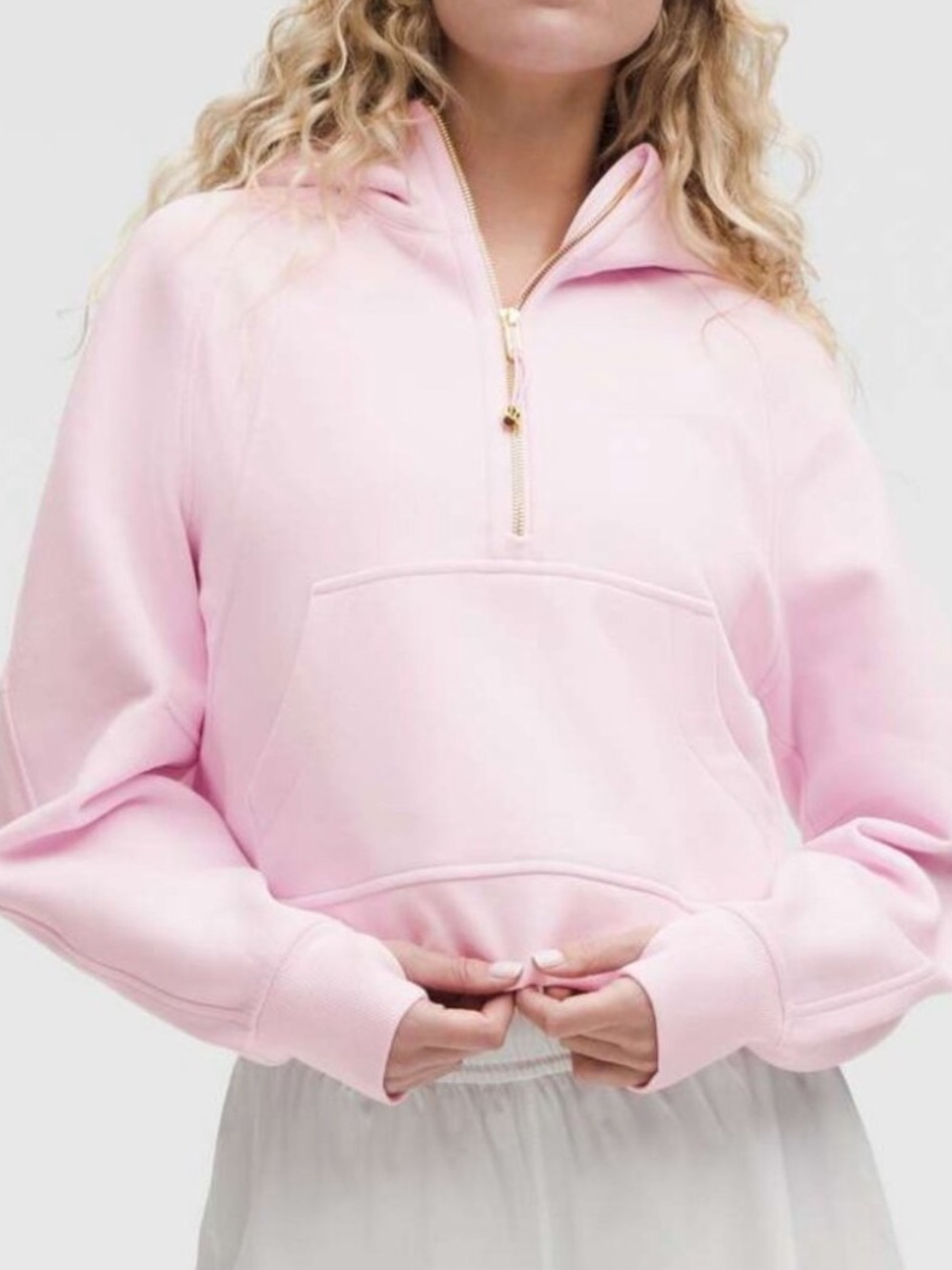 lululemon athletica Light Pink Half-Zip Hoodie with Gold Zipper